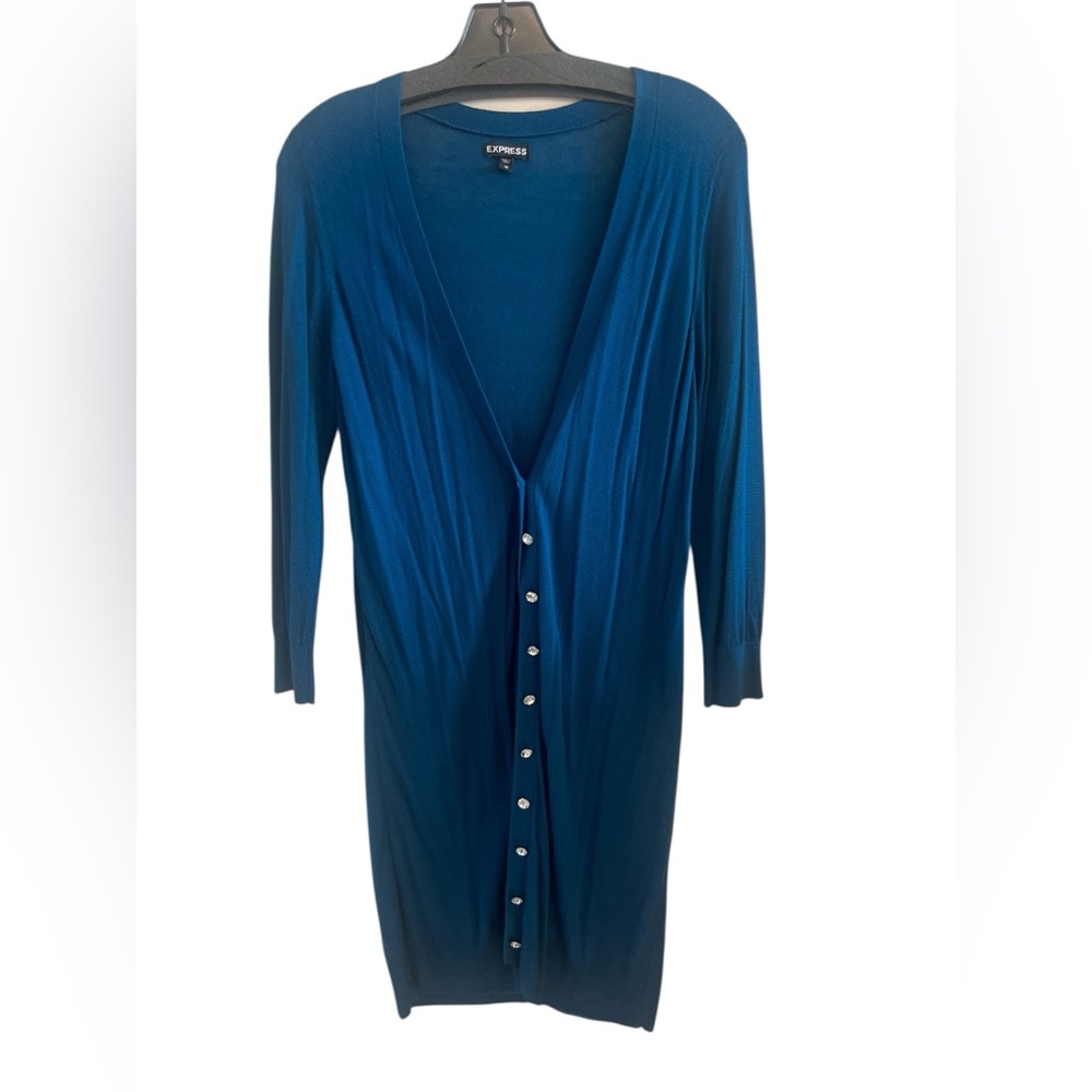 Express Deep Blue Long Cardigan Size Medium